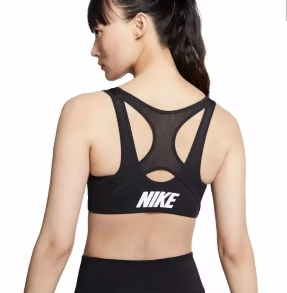 Nike black dri-FIT shape high support front zip sports bra size L